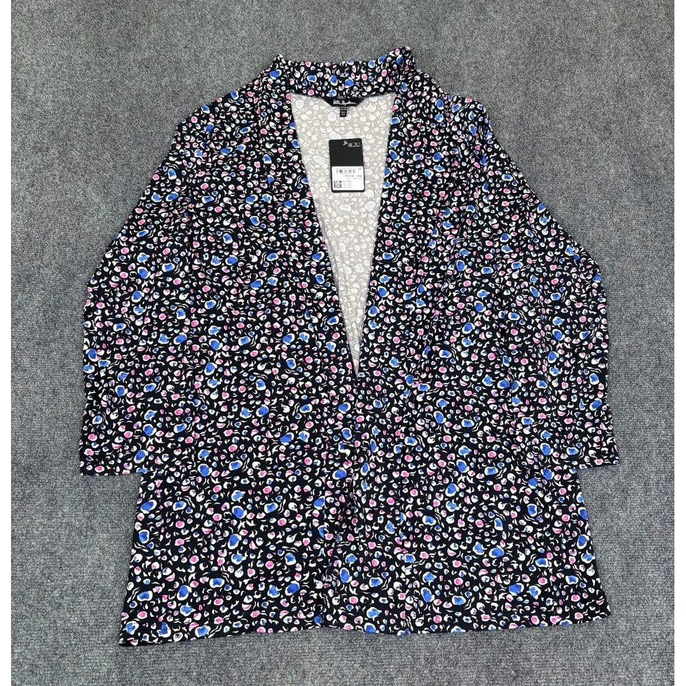 NWT Ulla Popken Open Front Cardigan Multicolor Abstract Print Size 20/22